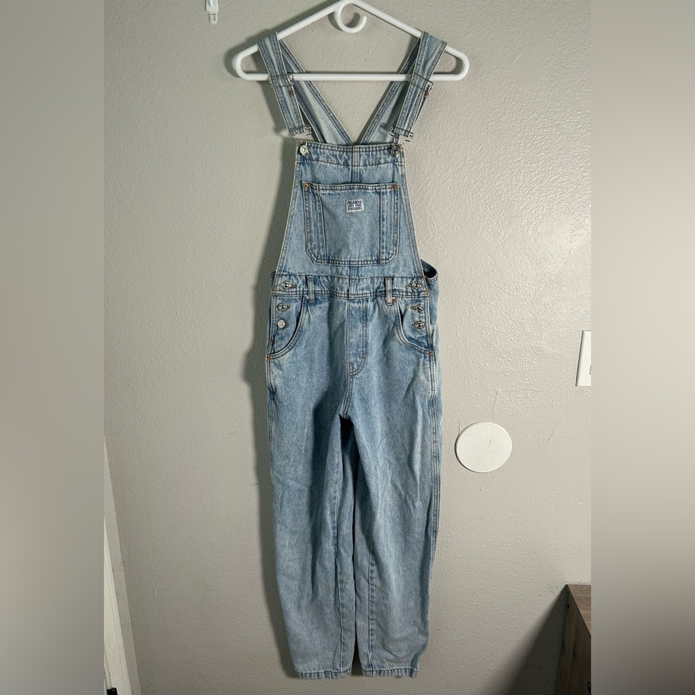 Women’s Pull & Bear Denim Overalls Dungarees Light Blue 100% Cotton Sz Small